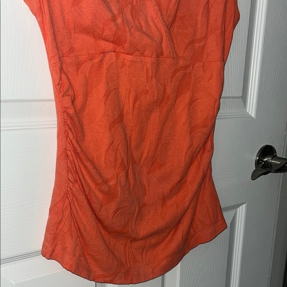 Ann Taylor Orange Textured Short Sleeve Blouse - Picture 8 of 13